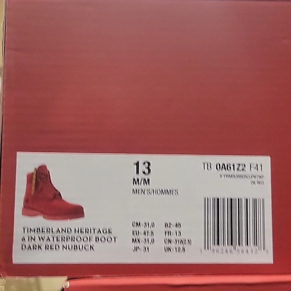 Timberland 6 Inch Premium Waterproof Boot Triple Red Mens New TB0A61Z2F41 - Picture 10 of 10